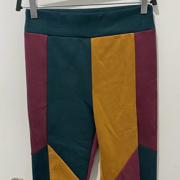 2 piece pants set Suede Colorblock set AWOO Size Large - Picture 6 of 9